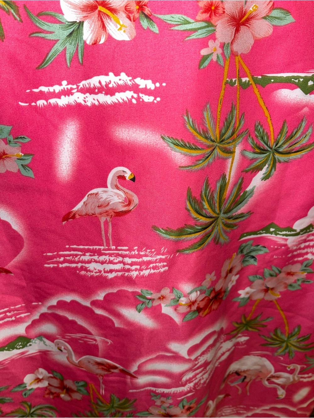 Men / Teen - Pink Tropical / Hawiian Print Short-Sleeve Shirt ( NEVER WORN ) - Picture 4 of 10